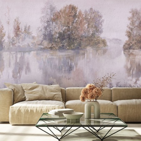 Fototapete - Baum Seeblick Landschaft Aquarell | Feeby