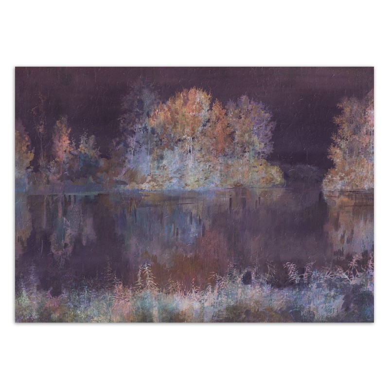 Fototapete - Baum See im Nebel Abstrakt Aquarell | Feeby