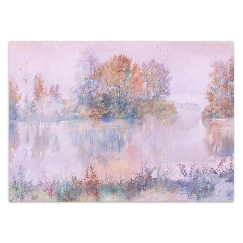 Modische Fototapete - Baum See im Nebel Aquarell | Feeby