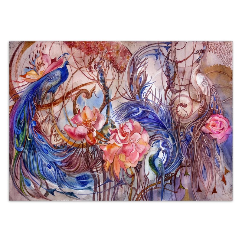 Fototapete - Tropische Dschungel Pfau Blätter | Feeby