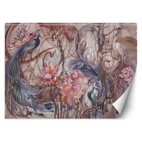 Fototapete - Dschungel Pfau Tropische Blätter | Feeby