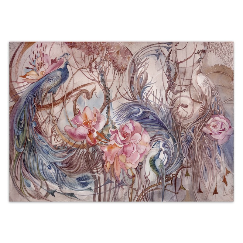 Fototapete - Dschungel Pfau Tropische Blätter | Feeby