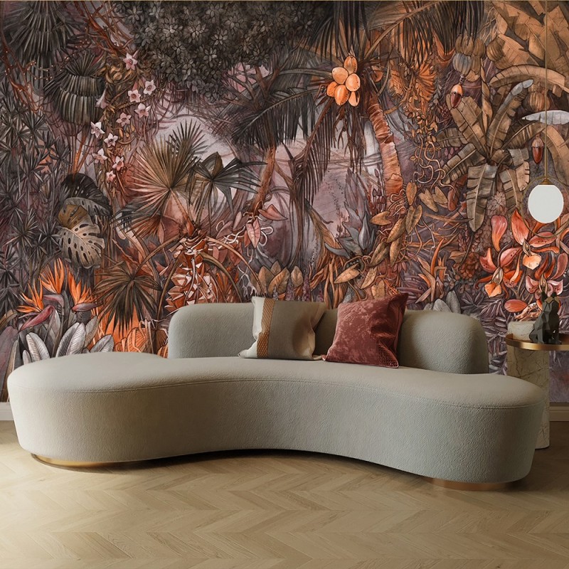 Fototapete - Premium Bunte Dschungel Tropen Tiere Braun | Feeby