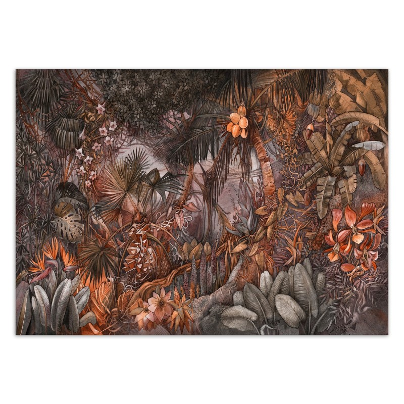 Fototapete - Premium Bunte Dschungel Tropen Tiere Braun | Feeby