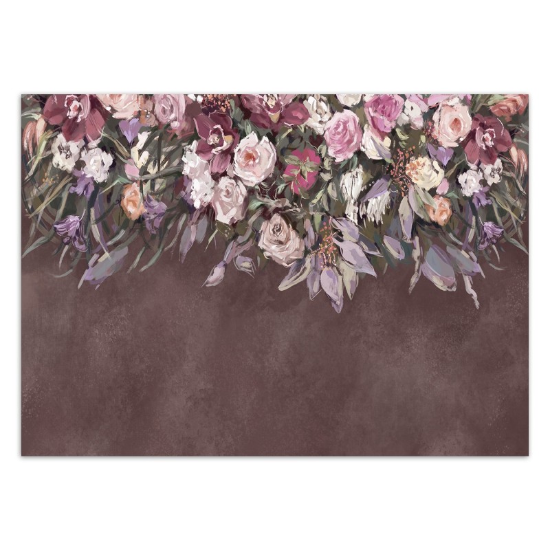 Fototapete - Blumen Hängeblumenstrauß Beton Braun | Feeby