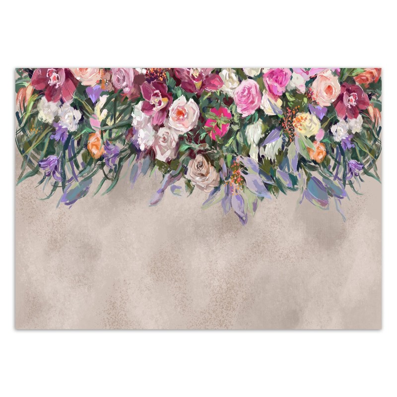 Fototapete - Hängende Bunte Blumen Betonoptik | Feeby