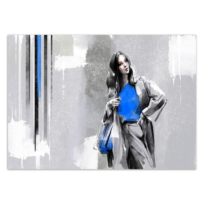 Modische Fototapete - Modern Frau Beton Blau | Feeby