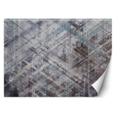 Fototapete - Geometrische Abstrakt 3D Blau Grau | Feeby