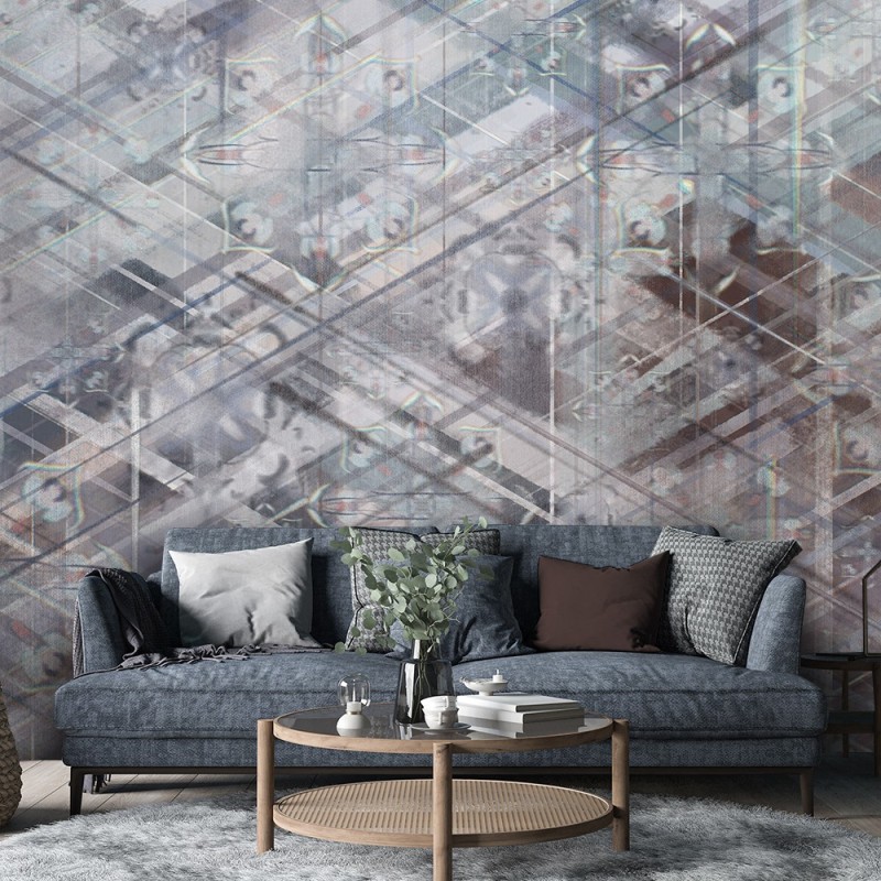 Fototapete - Geometrische Abstrakt 3D Blau Grau | Feeby