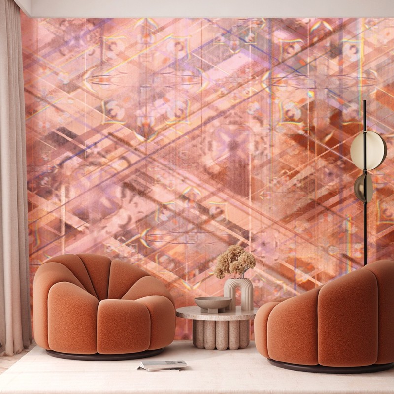 Moderne Fototapete - Geometrische Formen 3D Rosa | Feeby