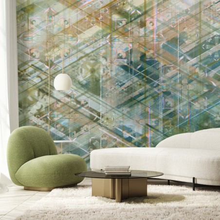 Fototapete - Abstrakt geometrische Formen Grün | Feeby