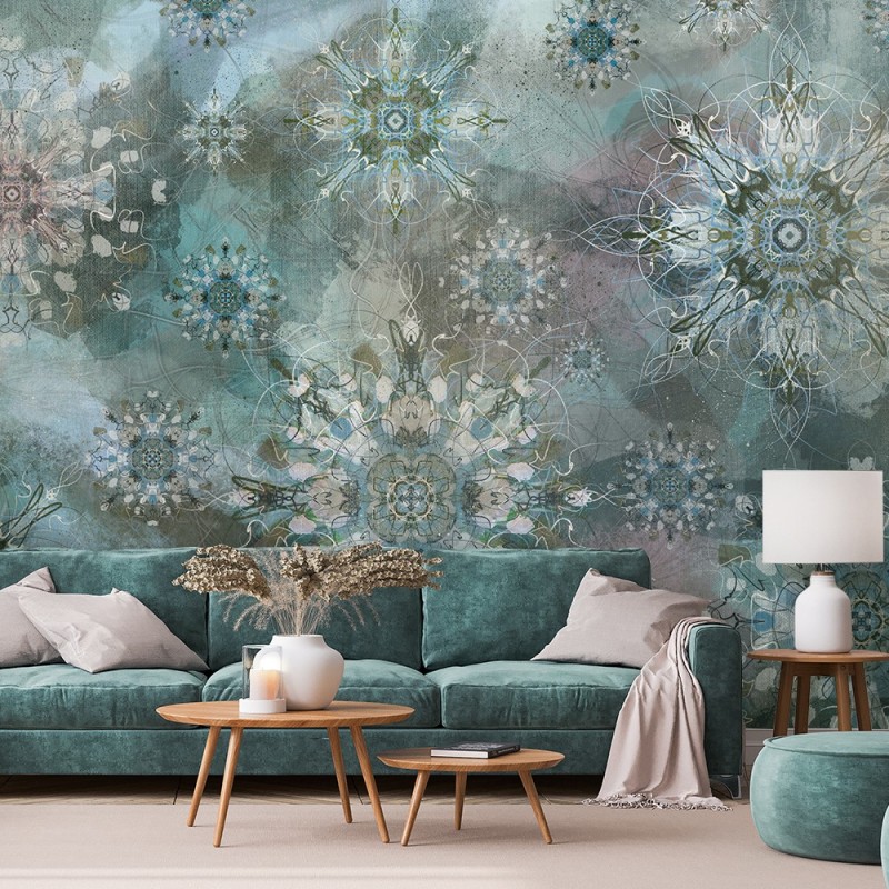 Moderne Fototapete - Mosaik Abstrakt Blau Grau | Feeby