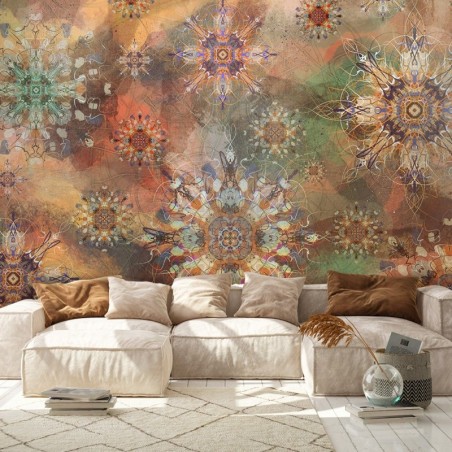 Modische Fototapete - Mosaik Abstrakt rot orange | Feeby