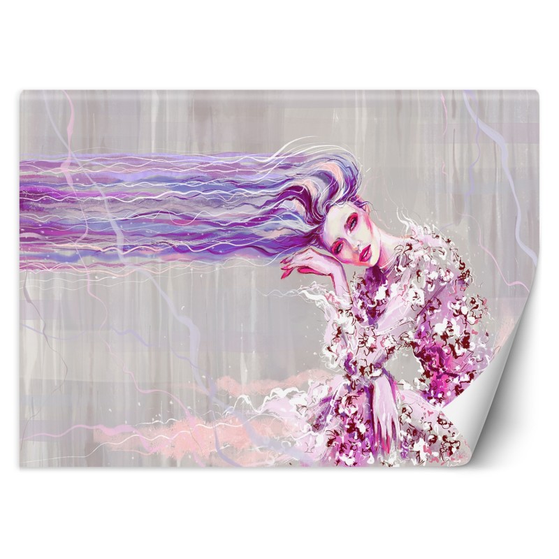 Moderne Fototapete - Abstrakt Frau Handgemalt Rosa | Feeby