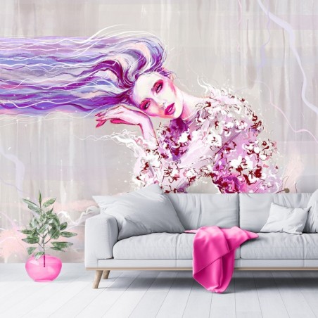 Moderne Fototapete - Abstrakt Frau Handgemalt Rosa | Feeby