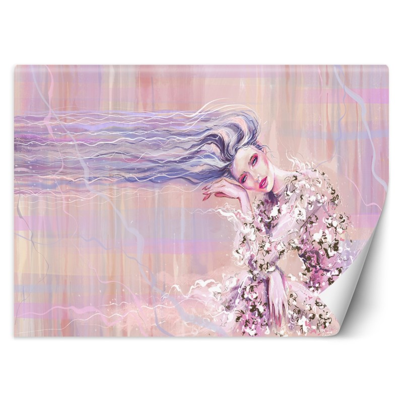 Modische Fototapete - Eine Frau mit langen Haaren | Feeby