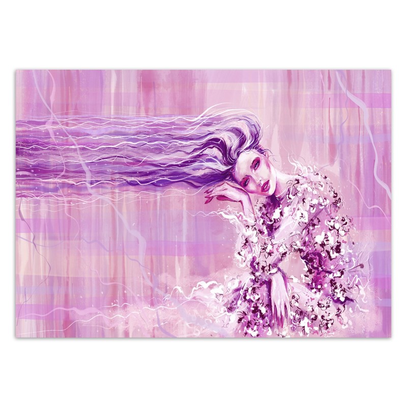 Stilvolle Fototapete - Junge Frau Abstrakt Lila Rosa | Feeby