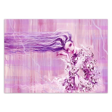 Stilvolle Fototapete - Junge Frau Abstrakt Lila Rosa | Feeby