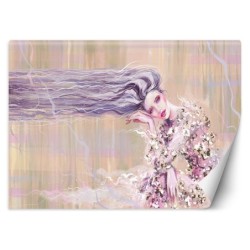 Fototapete - Rosa Frau mit langen Haaren | Feeby