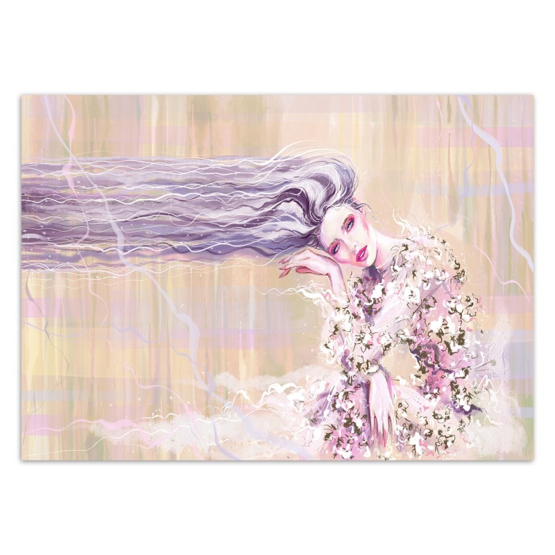 Fototapete - Rosa Frau mit langen Haaren | Feeby