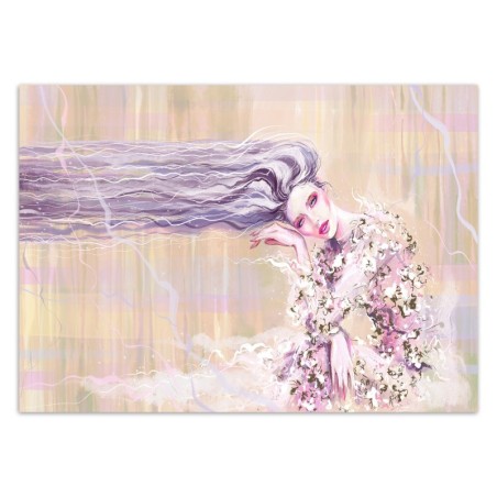 Fototapete - Rosa Frau mit langen Haaren | Feeby