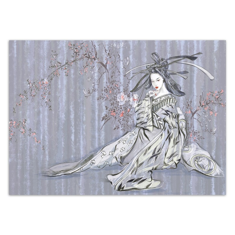 Fototapete - Geisha Sepia Portrait Lila Viollet | Feeby