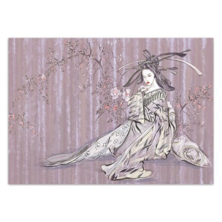 Modische Fototapete - Japanischer Geisha Rosa Retro | Feeby