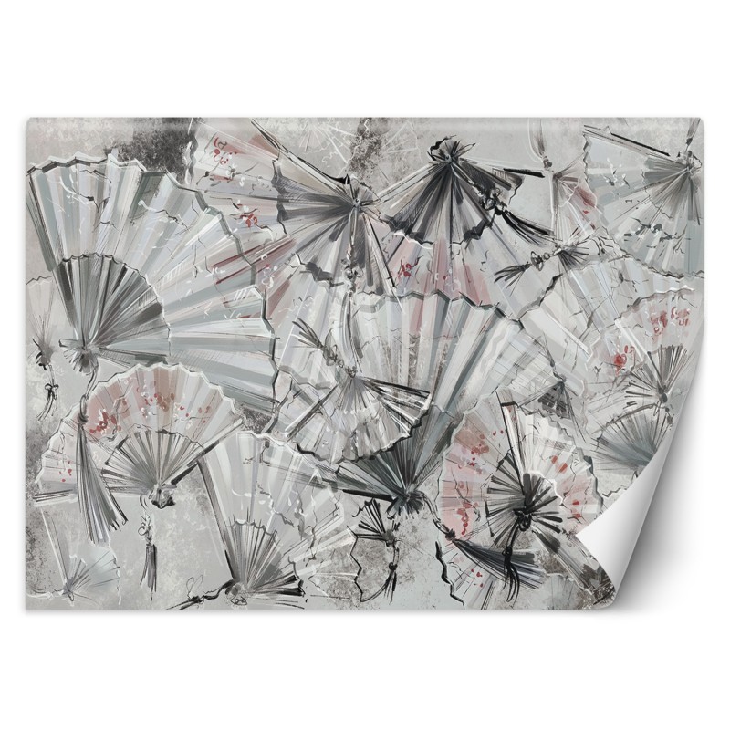 Moderne Fototapete - Japanische Fans Beton Abstrakt | Feeby