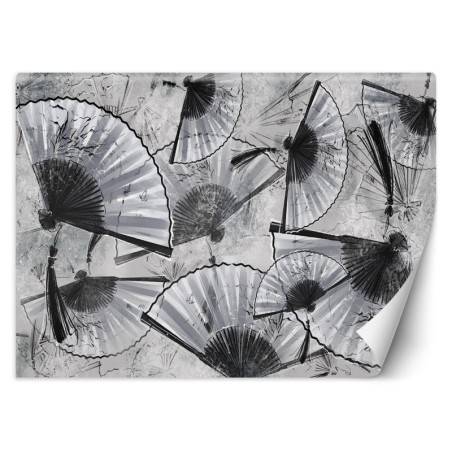 Modische Fototapete - Japanische Fans Beton Grau | Feeby