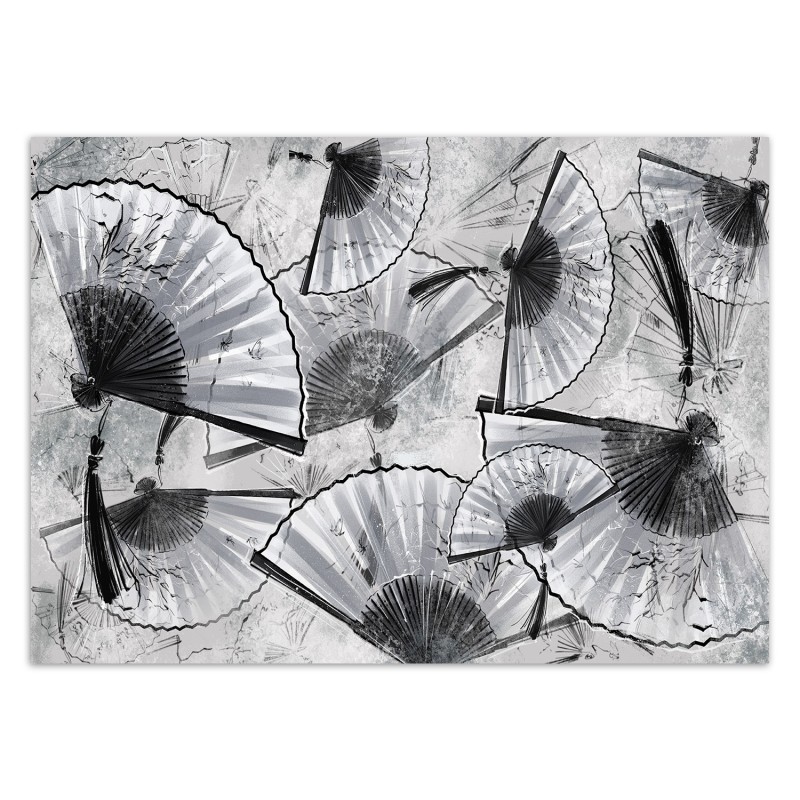 Modische Fototapete - Japanische Fans Beton Grau | Feeby