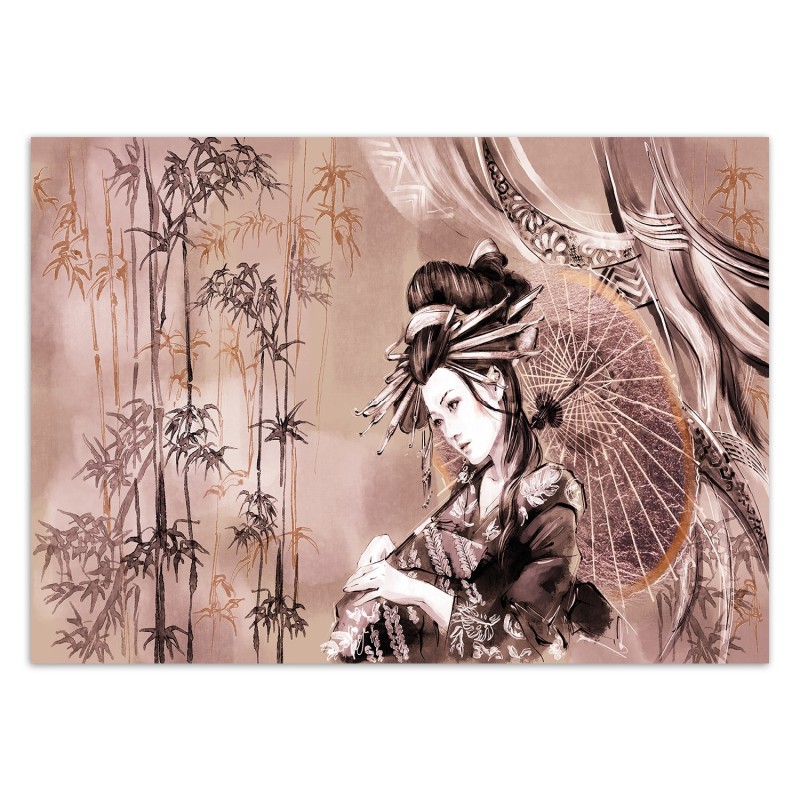 Fototapete - Geisha Portrait Rosa Braun | Feeby