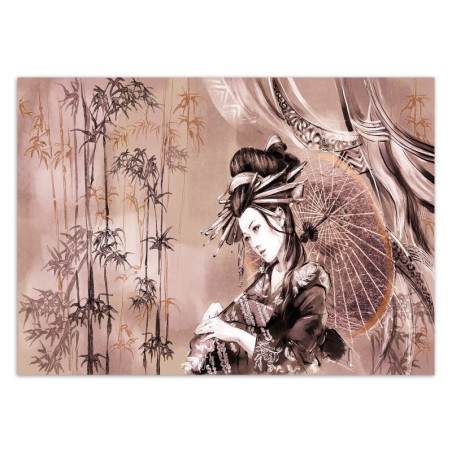 Fototapete - Geisha Portrait Rosa Braun | Feeby