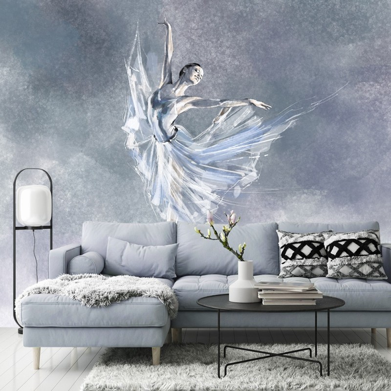 Fototapete - Ballerina Tänzerin wie gemalt Blau | Feeby