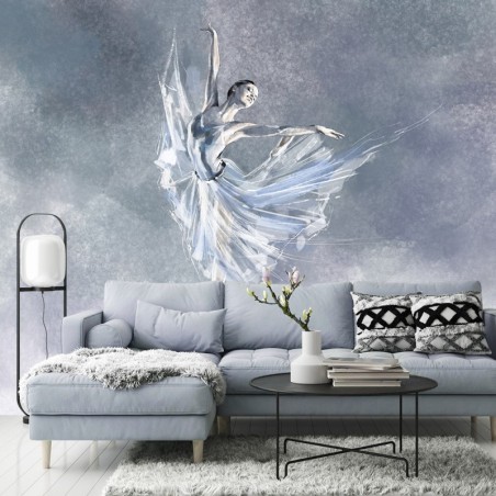 Fototapete - Ballerina Tänzerin wie gemalt Blau | Feeby
