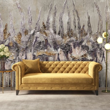 Fototapete - Abstrakt Blumen Pflanzen Beton Beige Grau | Feeby