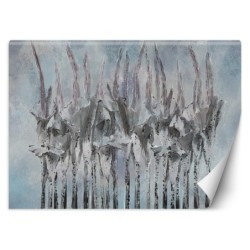 Fototapete - Abstrakt Blumen Pflanzen Beton Blau Grau | Feeby