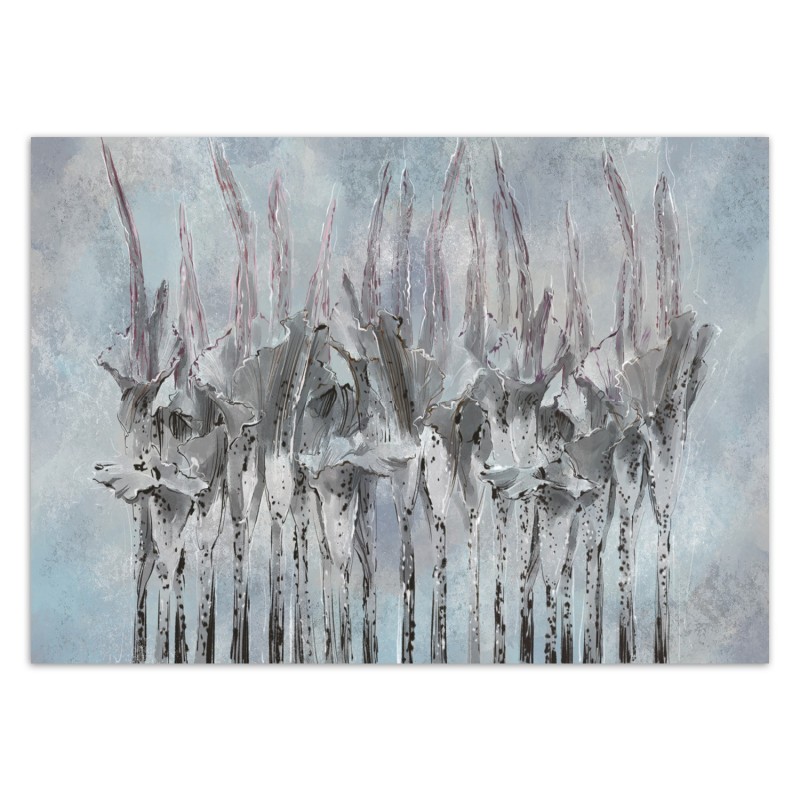 Fototapete - Abstrakt Blumen Pflanzen Beton Blau Grau | Feeby