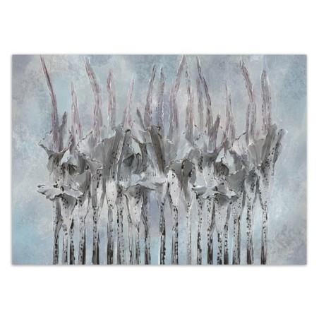 Fototapete - Abstrakt Blumen Pflanzen Beton Blau Grau | Feeby