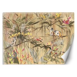 Fototapete - Affen im Tropische Dschungel Beige Braun Orange | Feeby