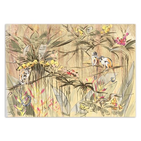 Fototapete - Affen im Tropische Dschungel Beige Braun Orange | Feeby