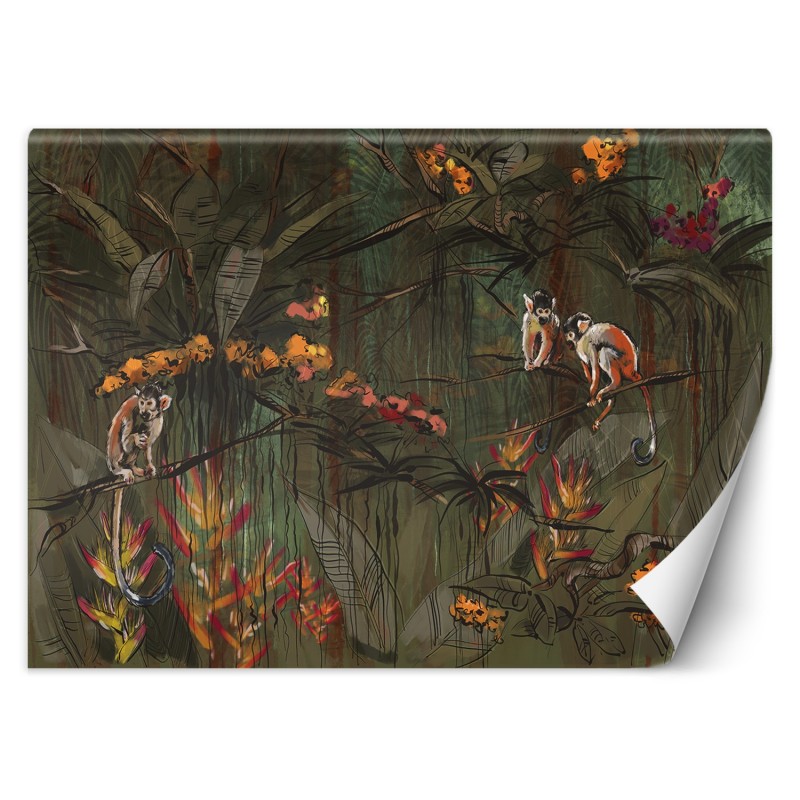 Fototapete - Affen im Tropische Dschungel Braun Orange | Feeby