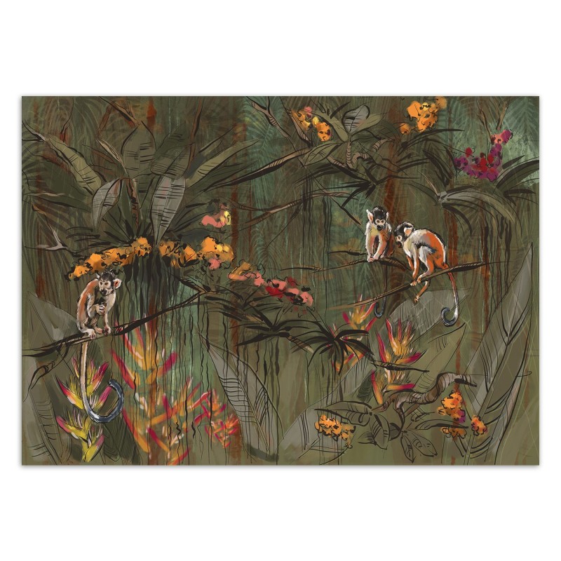 Fototapete - Affen im Tropische Dschungel Braun Orange | Feeby