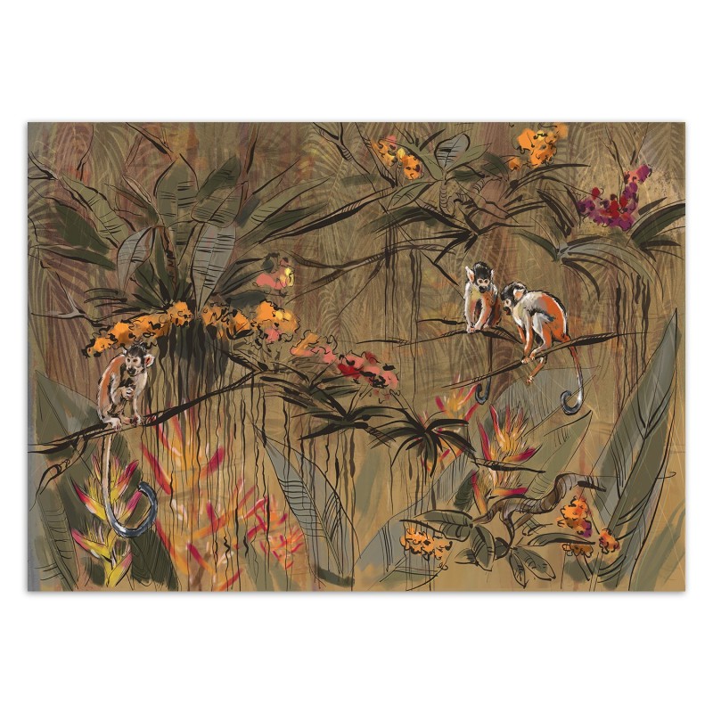 Fototapete - Affen im Tropen Dschungel Braun Orange | Feeby