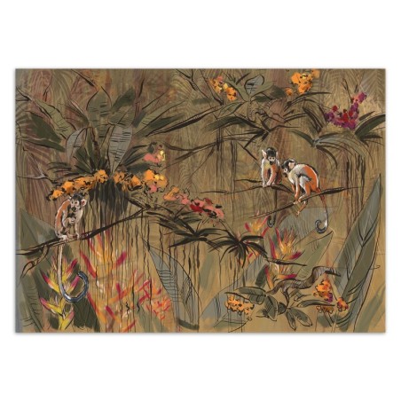 Fototapete - Affen im Tropen Dschungel Braun Orange | Feeby