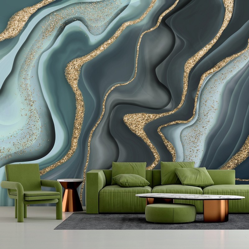 Stilvolle Fototapete - Marmor Struktur Blau Türkis | Feeby