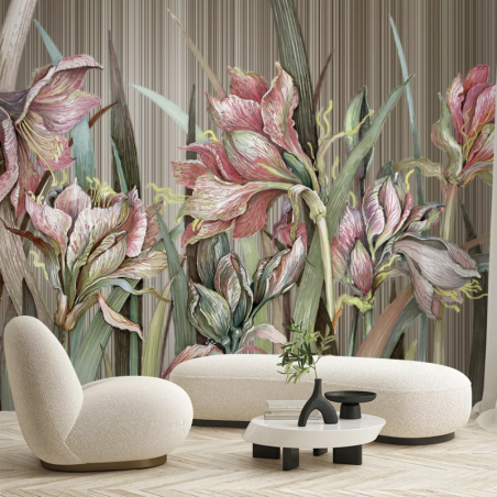 Fototapete - Amaryllis Blumen Handgemalt | Feeby