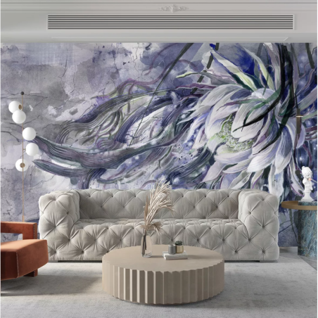 Fototapete - Handbemalt Seerose Blumen Pflanzen Viollet Blau Lila | Feeby