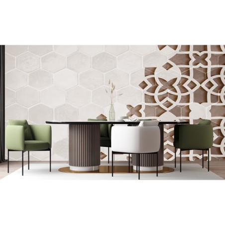 Fototapete - 3D Beton Mandala Ornament Braun Beige | Feeby