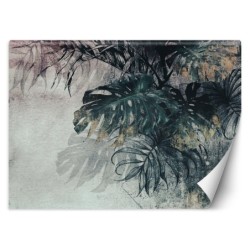 Fototapete - 3D Monstera Palm Blätter Beton | Feeby