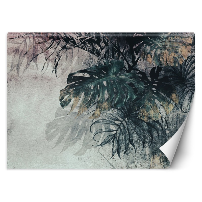 Fototapete - 3D Monstera Palm Blätter Beton | Feeby